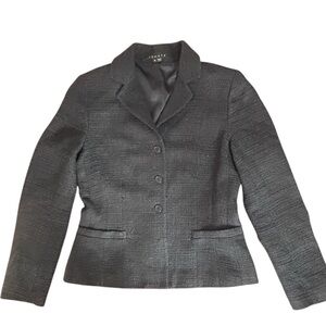 Theory Black Textured Blazer Size 8 | Tailored Career Jacket